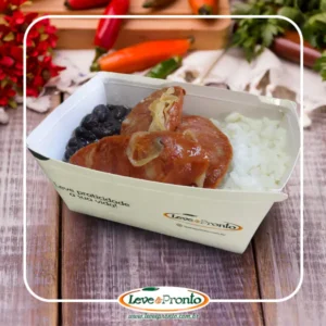 Marmita 300g - Linguiça Calabresa Arroz Branco e Feijão Preto
